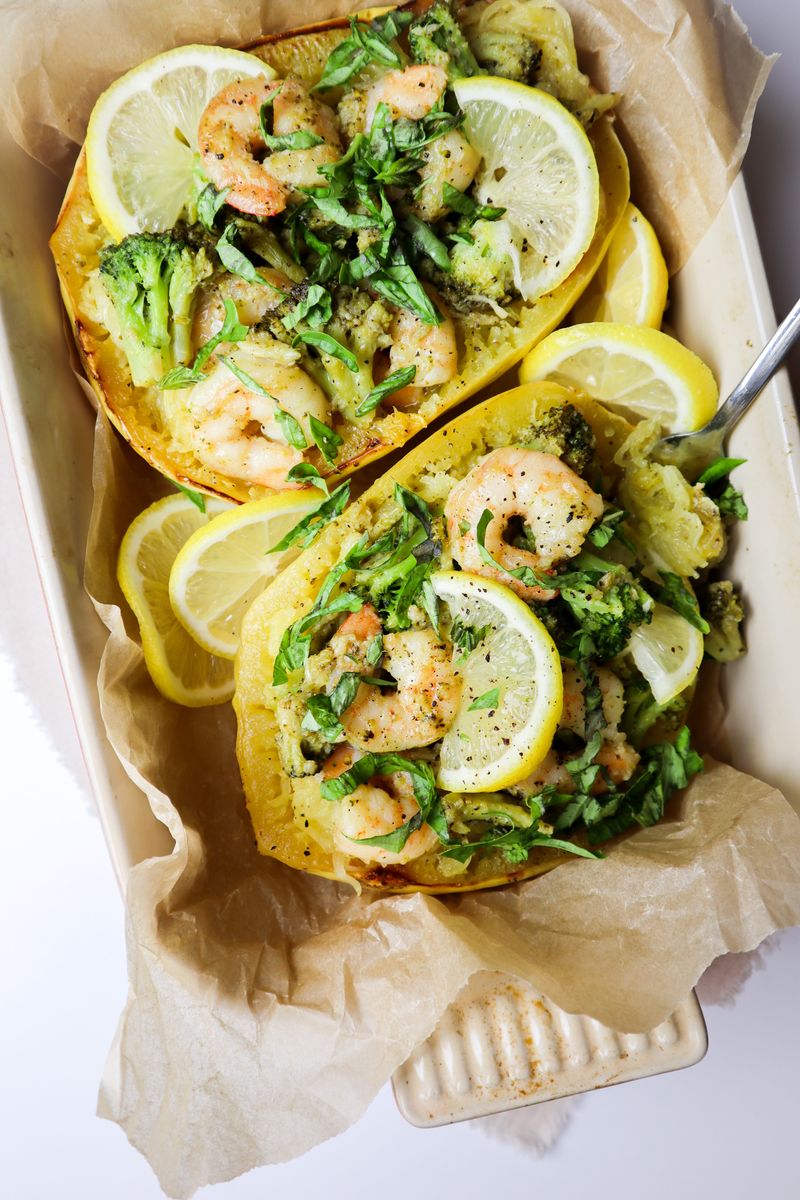 Lemon Pepper Shrimp Spaghetti Squash