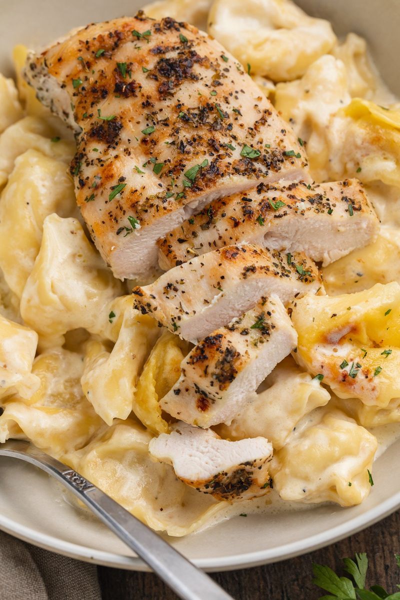Asiago Tortelloni Alfredo With Grilled Chicken