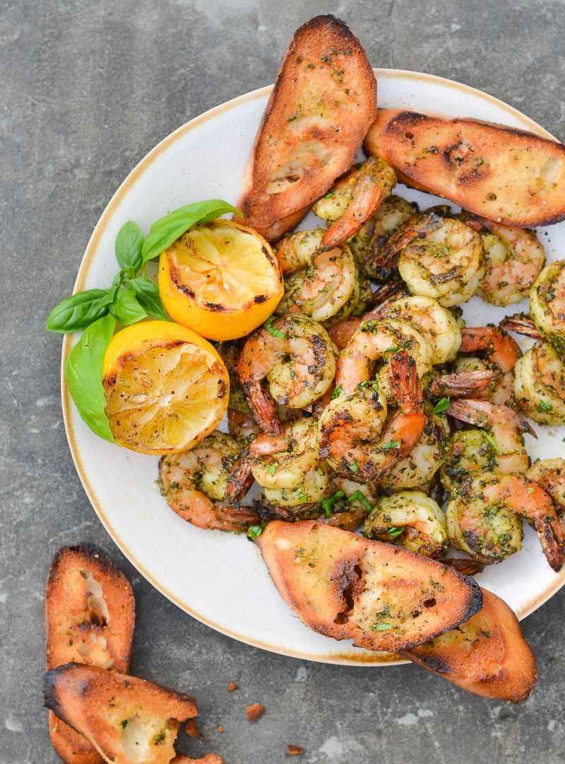Grilled Pesto Shrimp Skewers