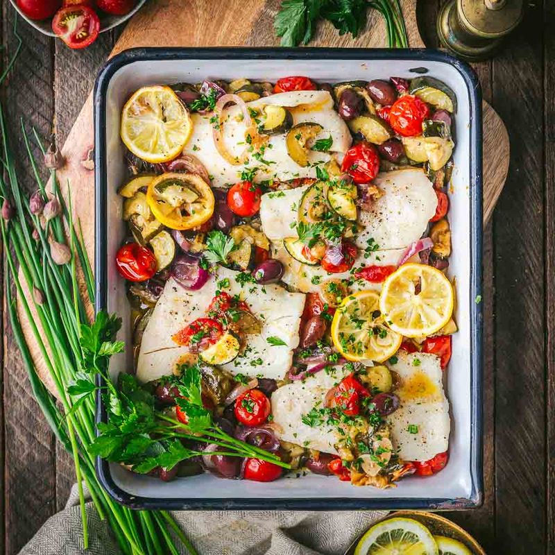 Mediterranean Baked Cod With Olives And Tomatoes