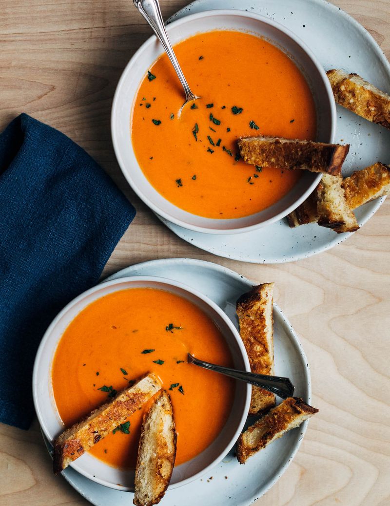 Creamy Tomato Soup With Grilled Cheese Dippers