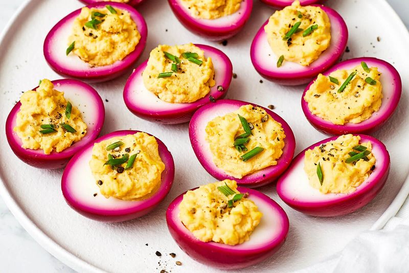 Pickled Beet Deviled Eggs