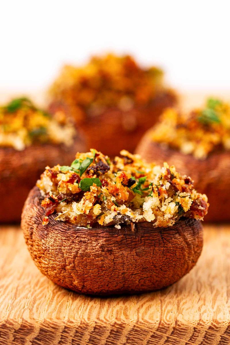 Stuffed Mushroom Caps With Garlic And Herbs
