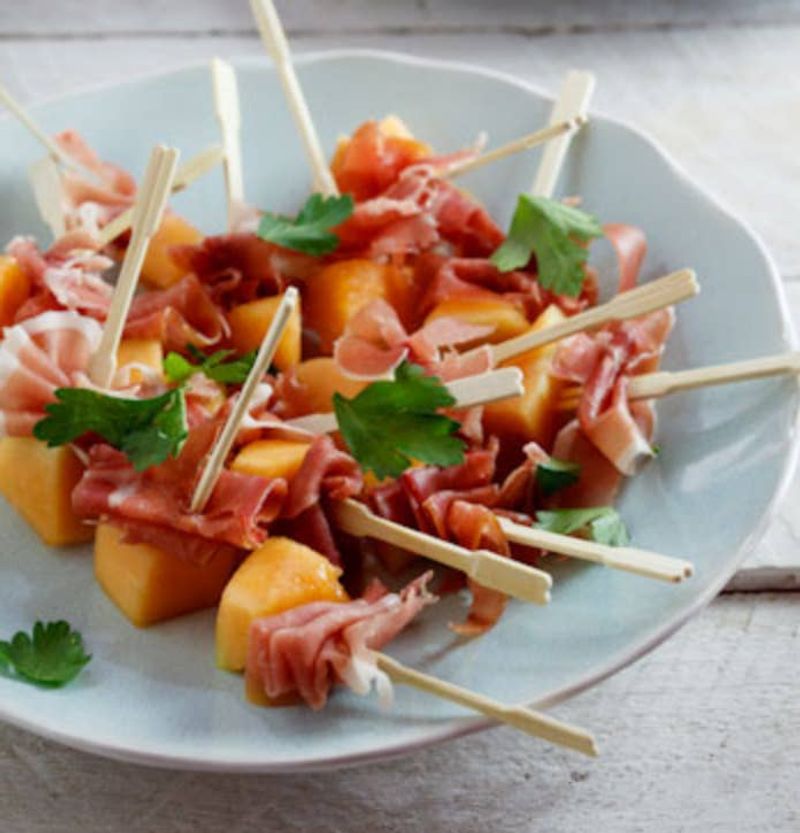 Prosciutto-Wrapped Melon Skewers