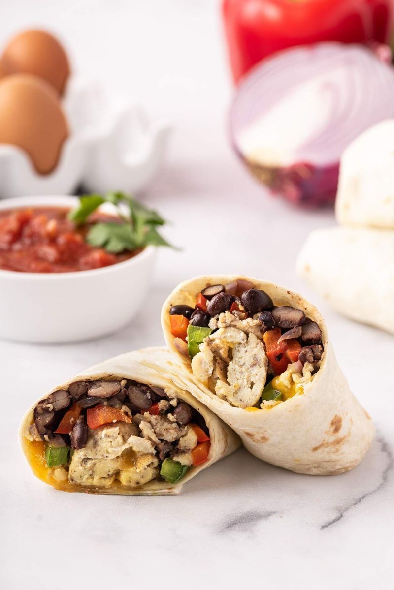 Breakfast Burrito With Black Beans And Scrambled Eggs