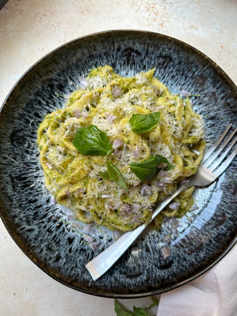Garlic Scape Pesto Pasta