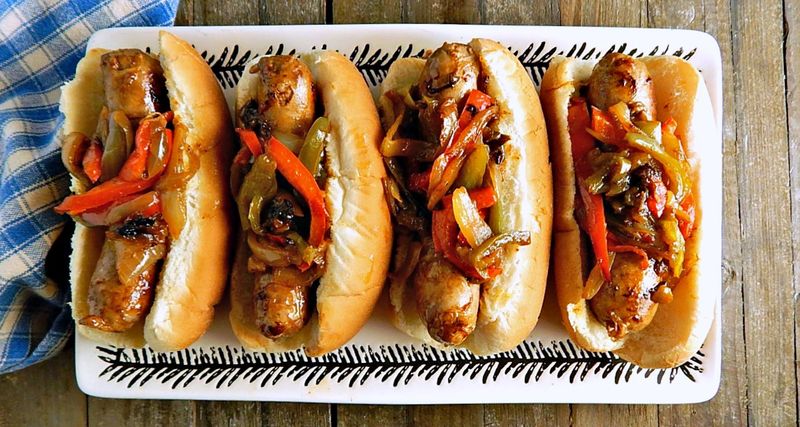Classic Ballpark Sausages With Peppers And Onions