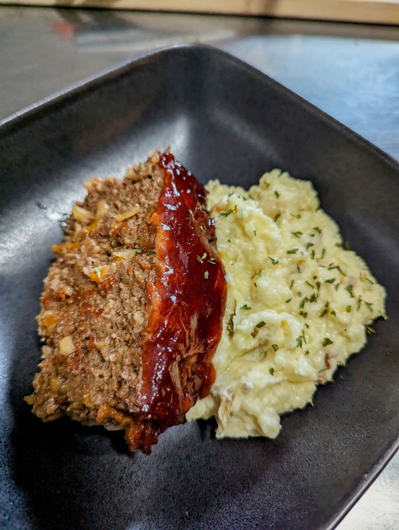 Homemade Meatloaf With Garlic Mash