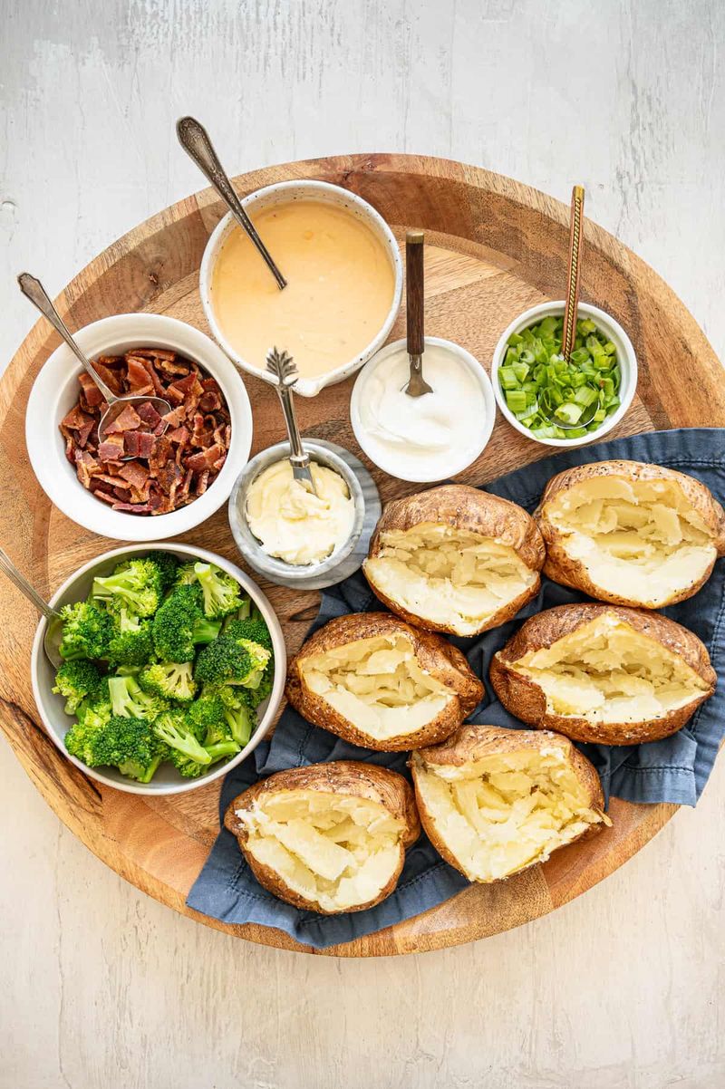 Microwave-Baked Potatoes With Toppings Bar