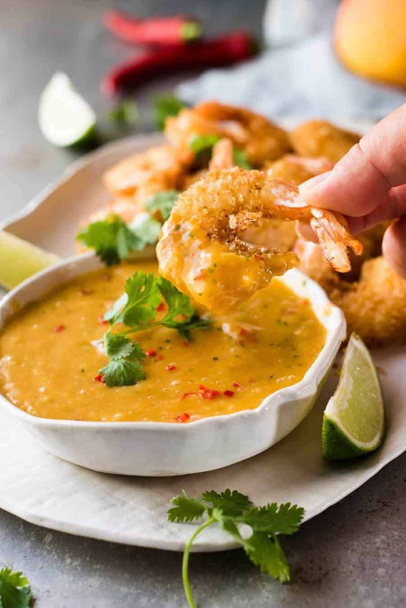 Coconut Crusted Scampi With Mango Salsa