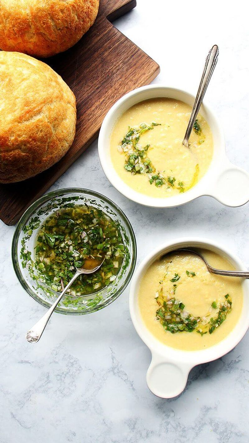 Cold Corn Soup With Mint