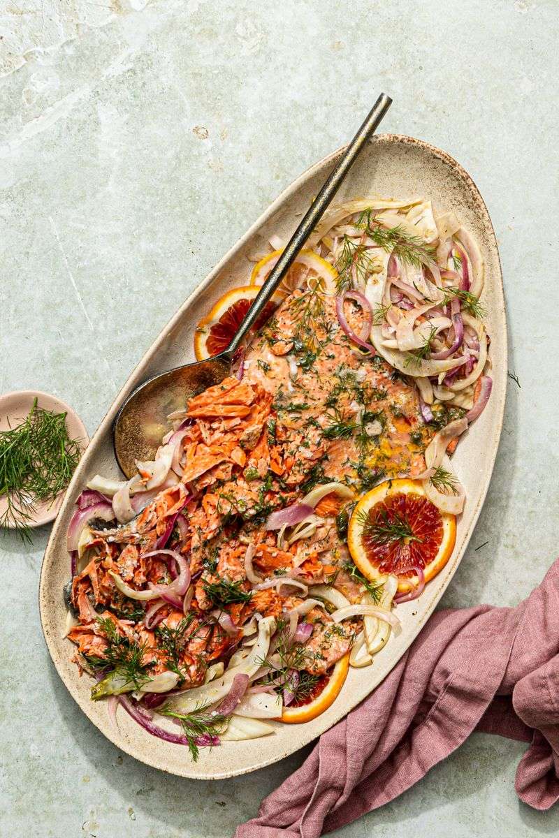 Slow-Roasted Salmon With Fennel And Olives