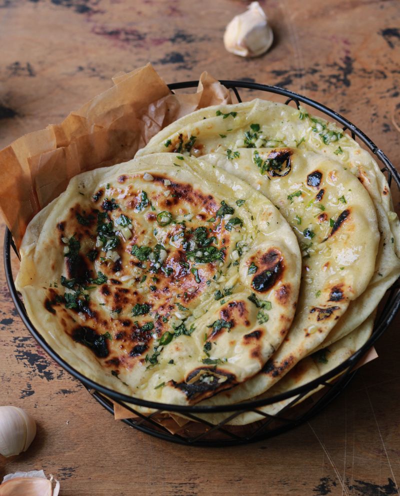 Buttery Garlic Naan From Scratch