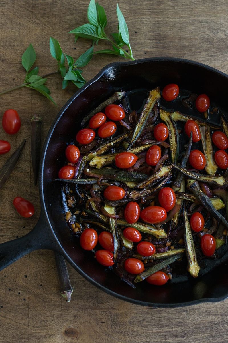 Okra and Cherry Tomato Skillet