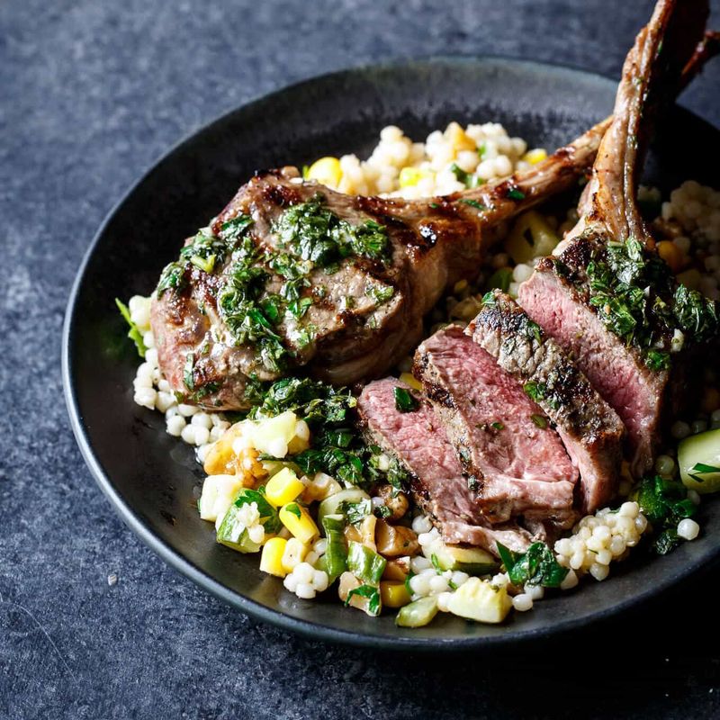 Grilled Lamb Chops With Mint Chimichurri