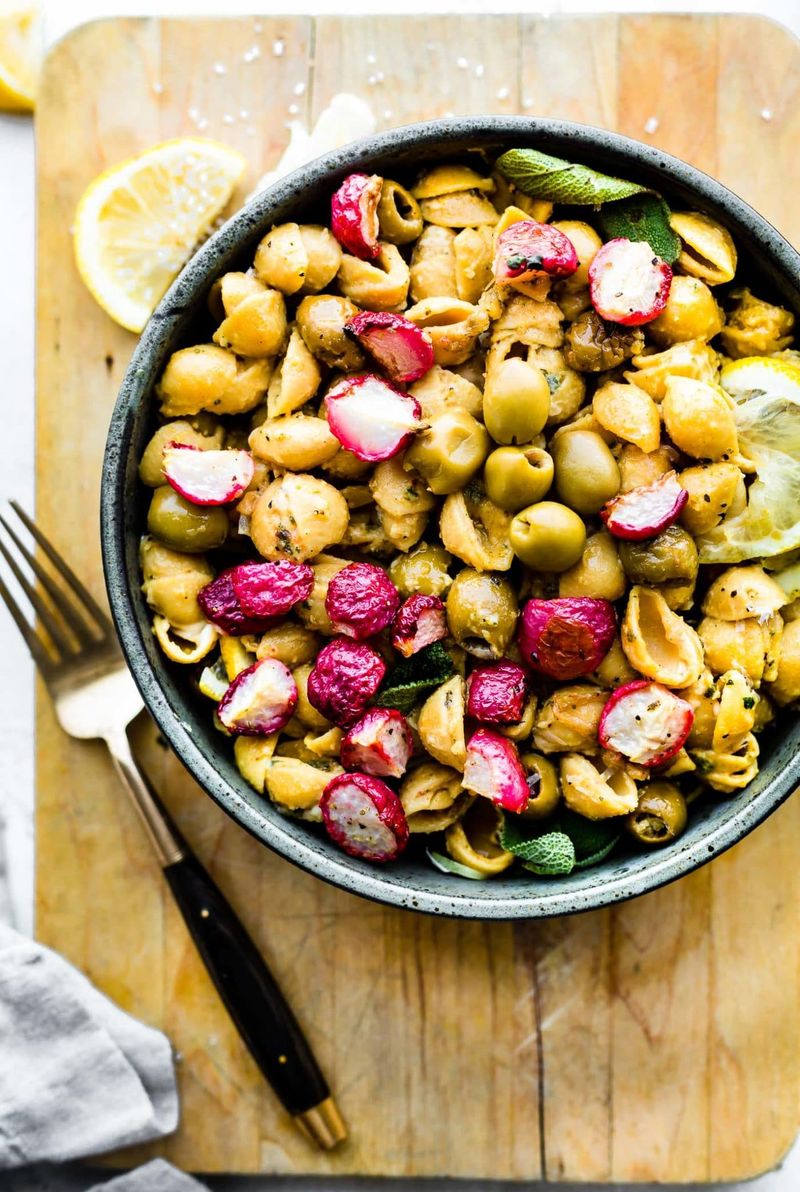 Radish Top Pasta With Butter-Roasted Radishes