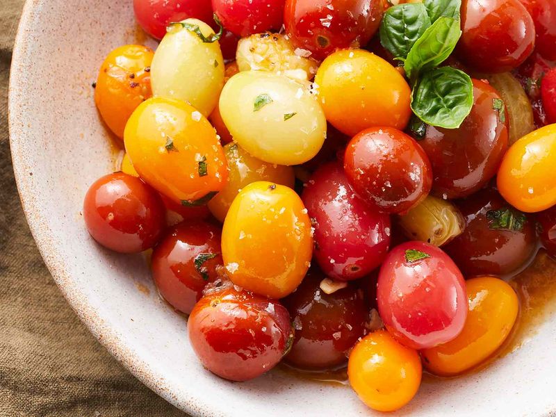 Sautéed Garlic Scapes With Cherry Tomatoes