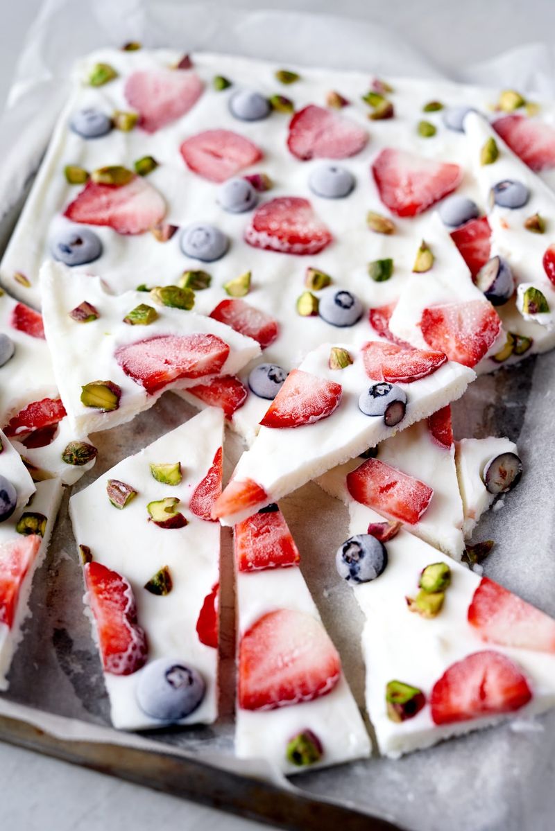 Frozen Yogurt Bark With Berries And Pistachios