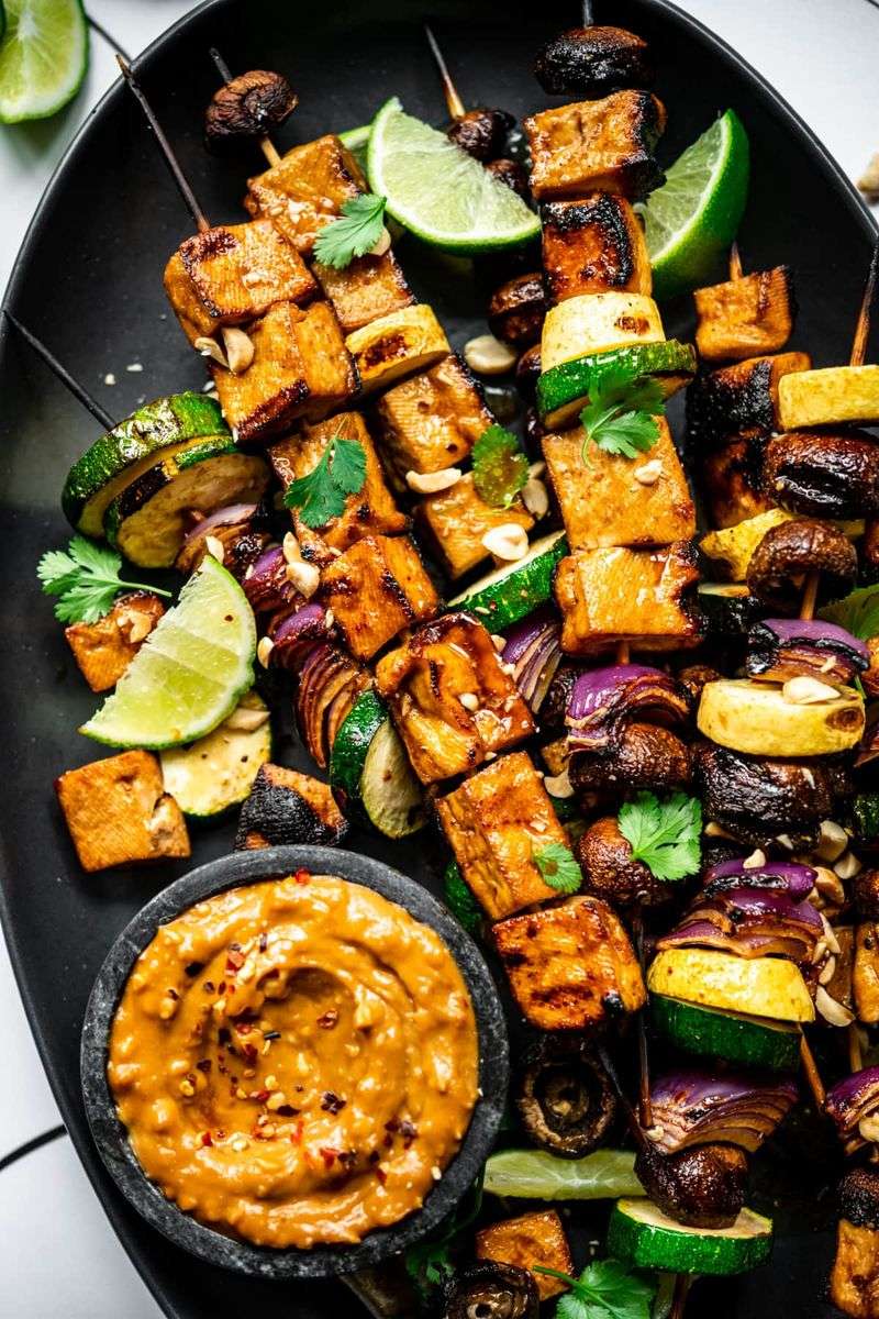 Grilled Tofu Skewers With Peanut Sauce