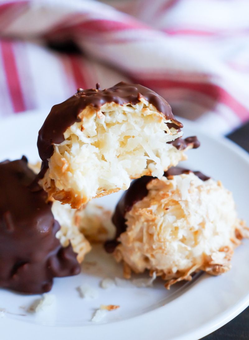 Chocolate Dipped Coconut Macaroons