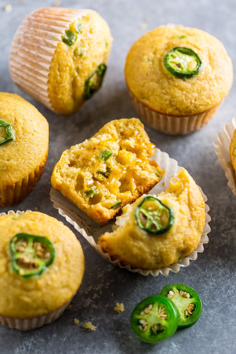 Strawberry Jalapeño Cornbread Muffins