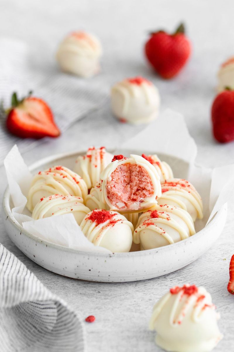 Strawberry Chocolate Spheres With Hot Sauce