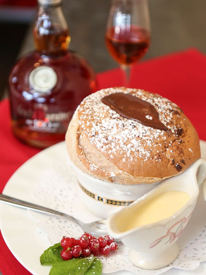 Strawberry Soufflé with Gold Leaf