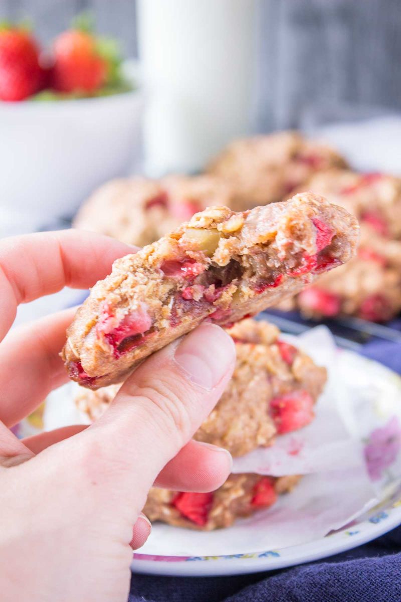 Strawberry Oatmeal Breakfast Cookies