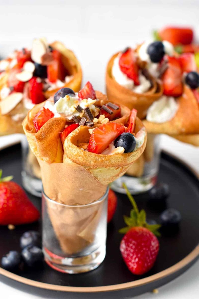 Strawberry Mille Crêpe Cones