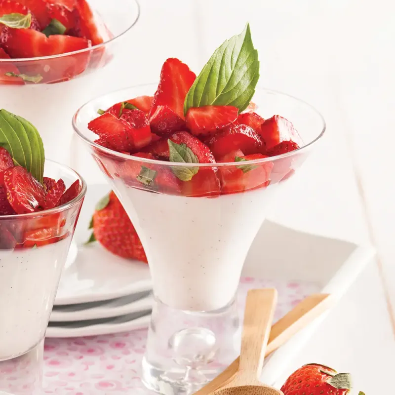Strawberry Basil Panna Cotta