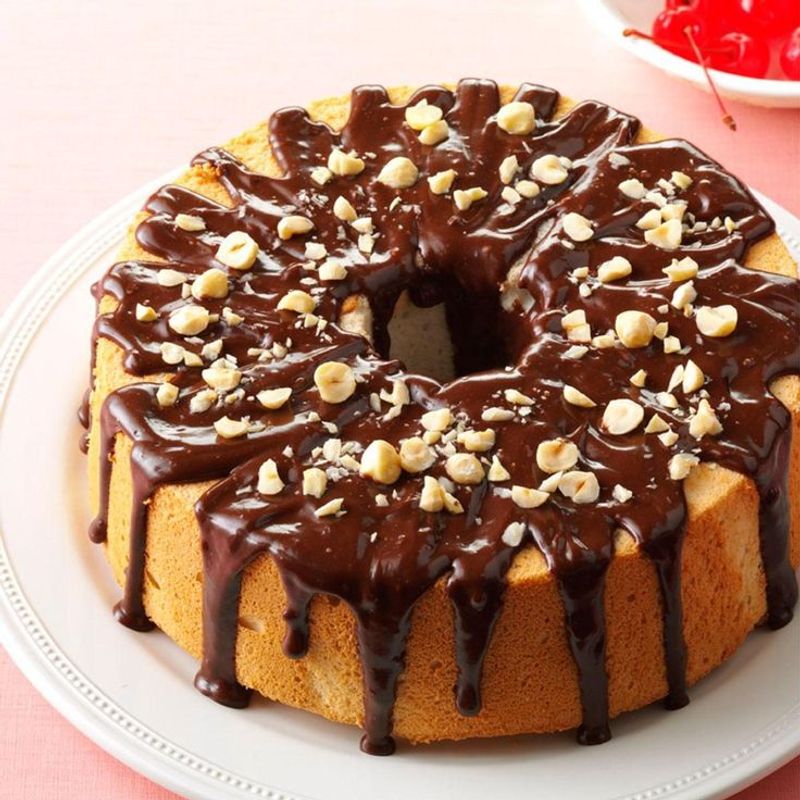 Angel Food Cake With Mocha Drizzle