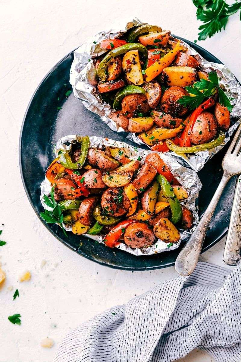 Sausage And Veggie Foil Packets
