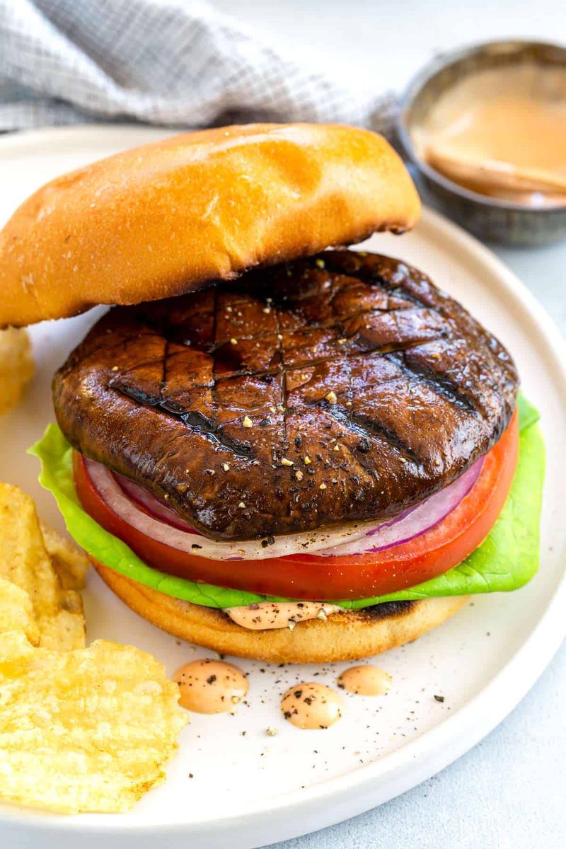 Portobello Mushroom Burger Instead Of Beef Burger