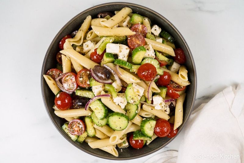 Greek Pasta Salad With Feta And Olives