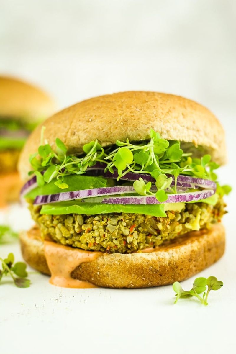 Crispy Sunflower Seed Veggie Burgers