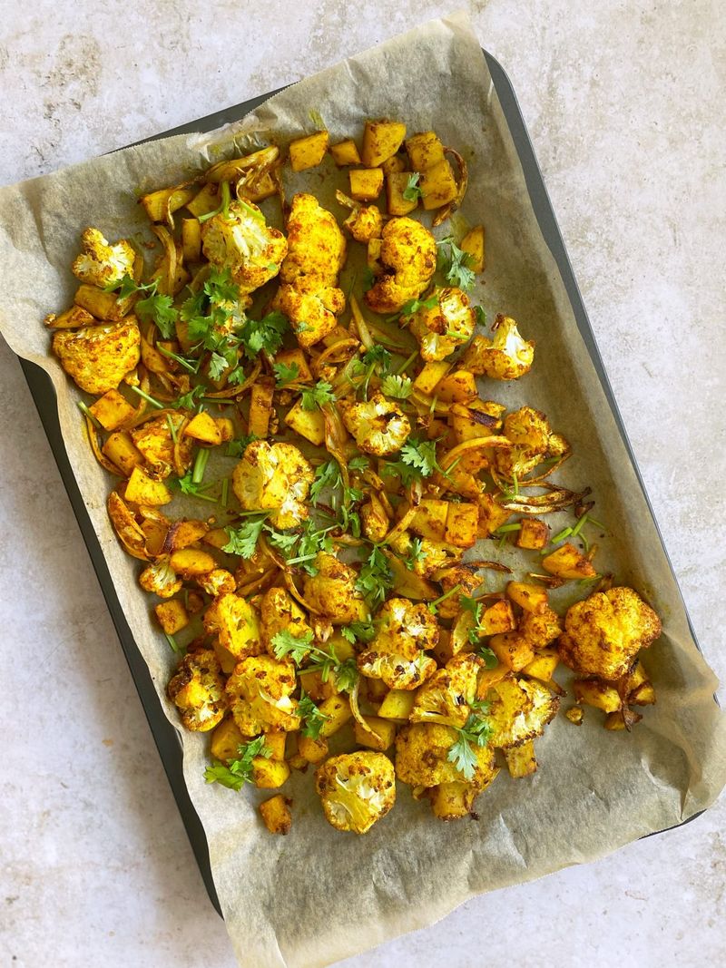 Curry-Spiced Roasted Cauliflower And Potatoes