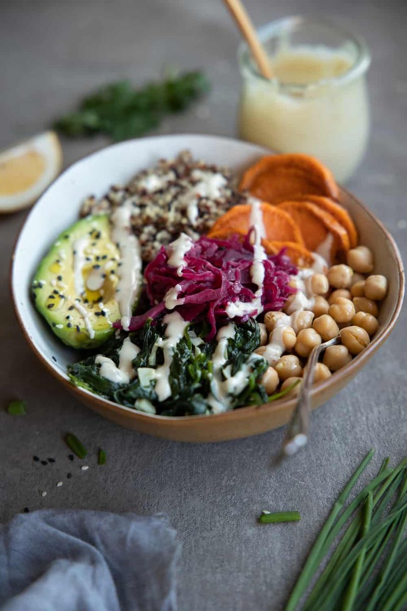 Quinoa Buddha Bowls With Tahini Dressing