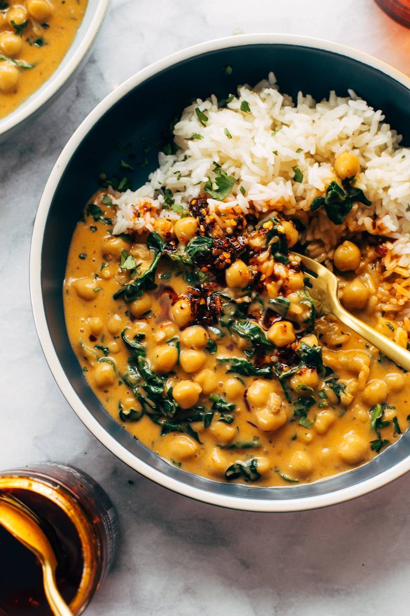 Chickpea And Spinach Coconut Curry