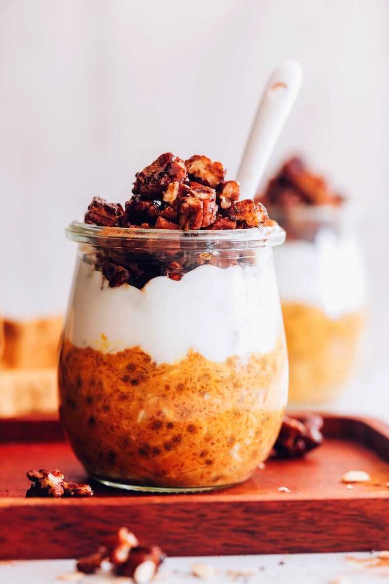 Pumpkin Spice Overnight Oats With Pecan Crumble