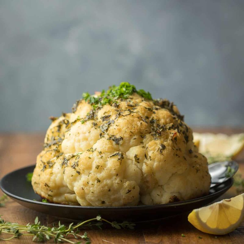 Whole Roasted Cauliflower With Herb Butter