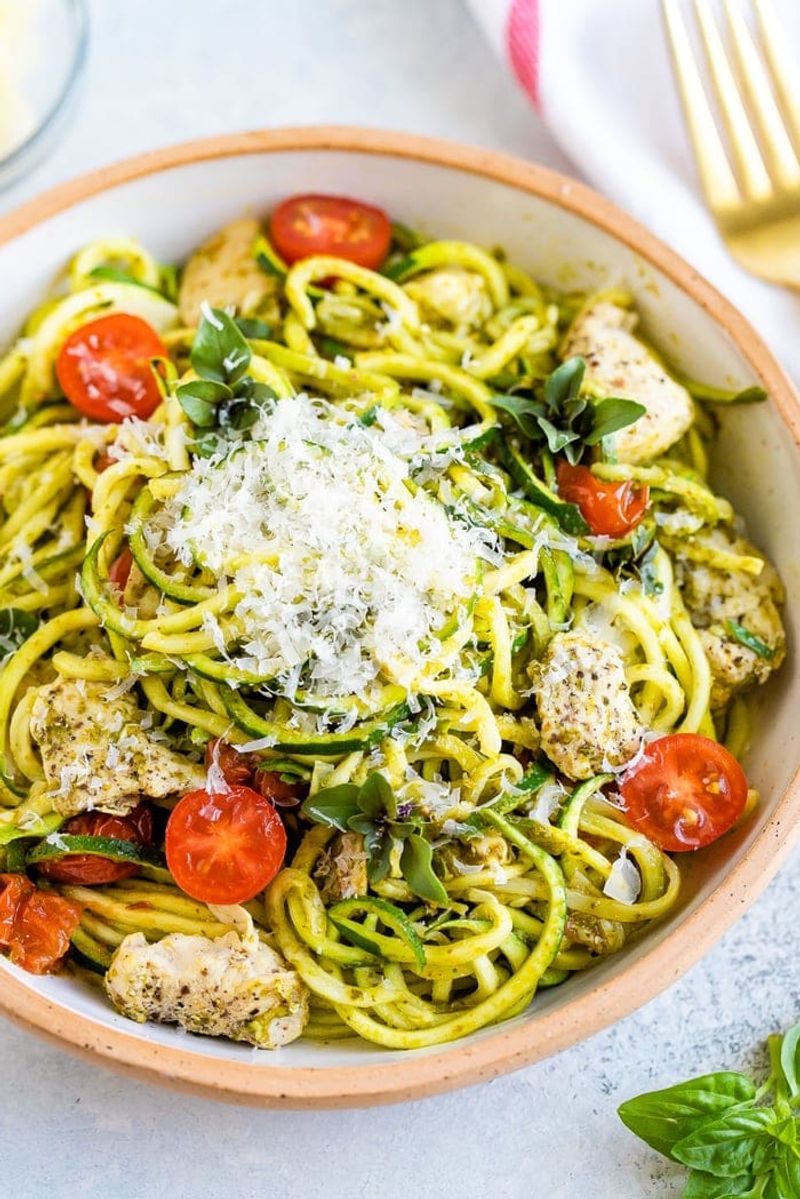 Pesto Zoodles With Grilled Chicken