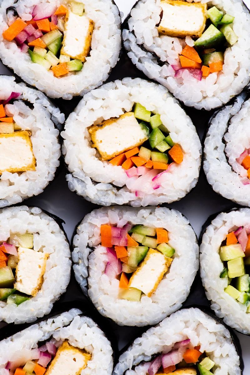 Crispy Tofu And Avocado Sushi Rolls