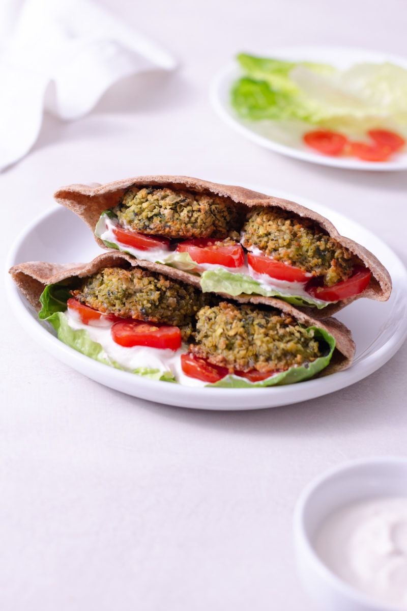 Baked Falafel With Pita And Yogurt Sauce