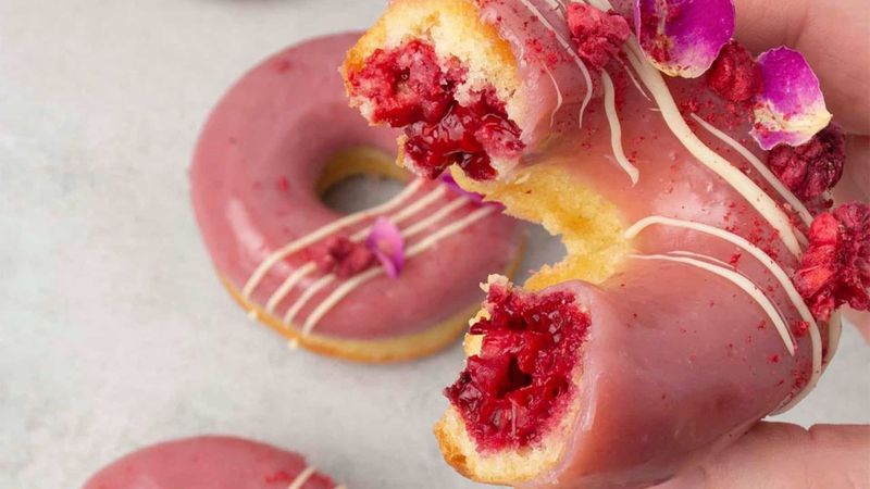 Raspberry Rose Water Donuts