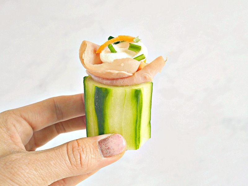 Ham And Cucumber Roll-Ups With Popcorn
