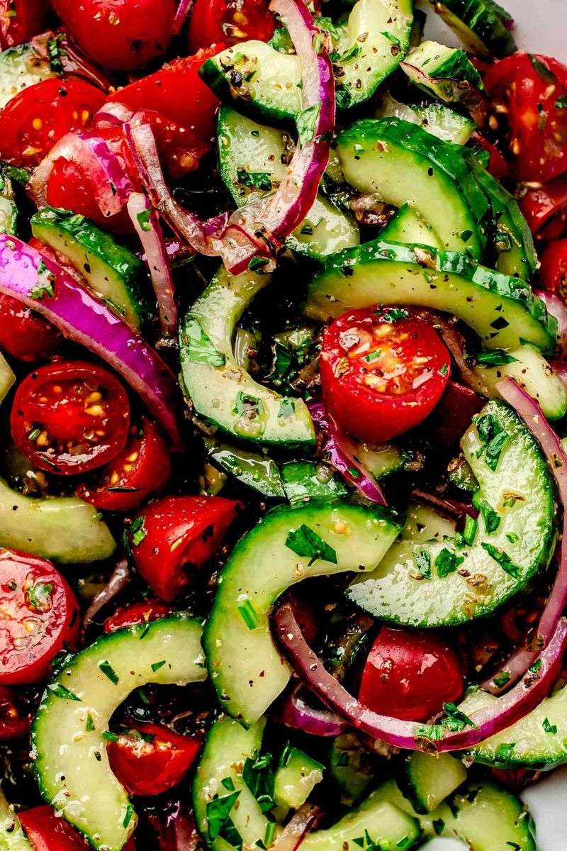 Tomato-Cucumber Salad With Red Wine Vinaigrette