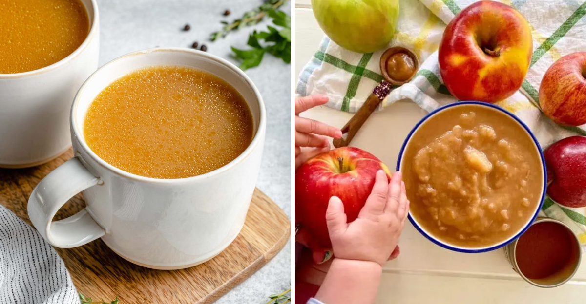 bone broth and apple sauce