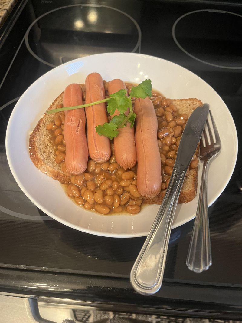 Boiled Hot Dogs With Canned Beans