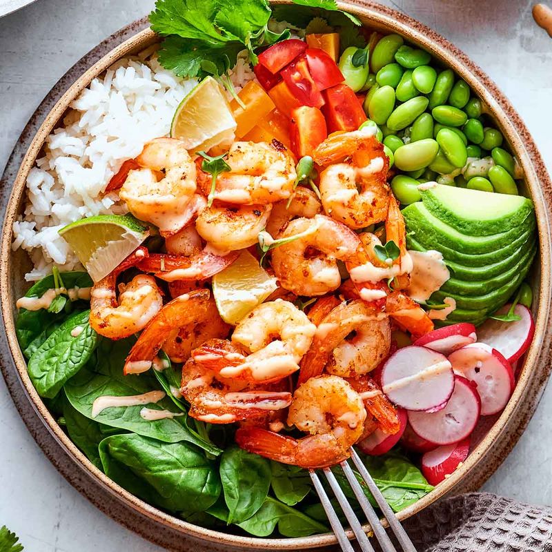 Shrimp And Edamame Grain Bowl