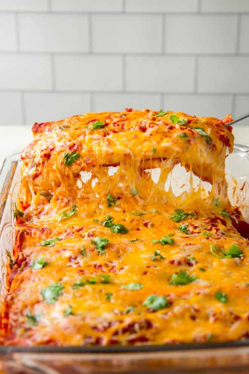 Cheesy Turkey Enchilada Bake